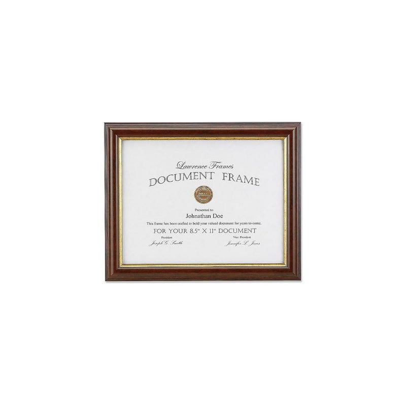 Lawrence Frames 185181 Walnut and Gold Document Picture Frame, 8.5x11 - Image 1