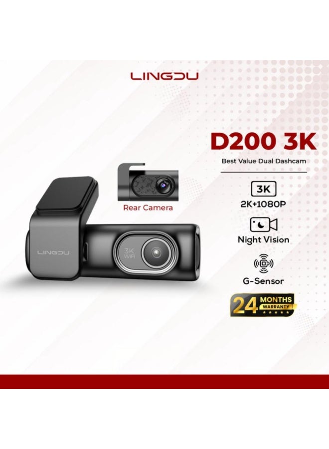 LINGDU D200 3K Car Dashcam – Dual HD Shooting and Smart Road Protection - Image 2