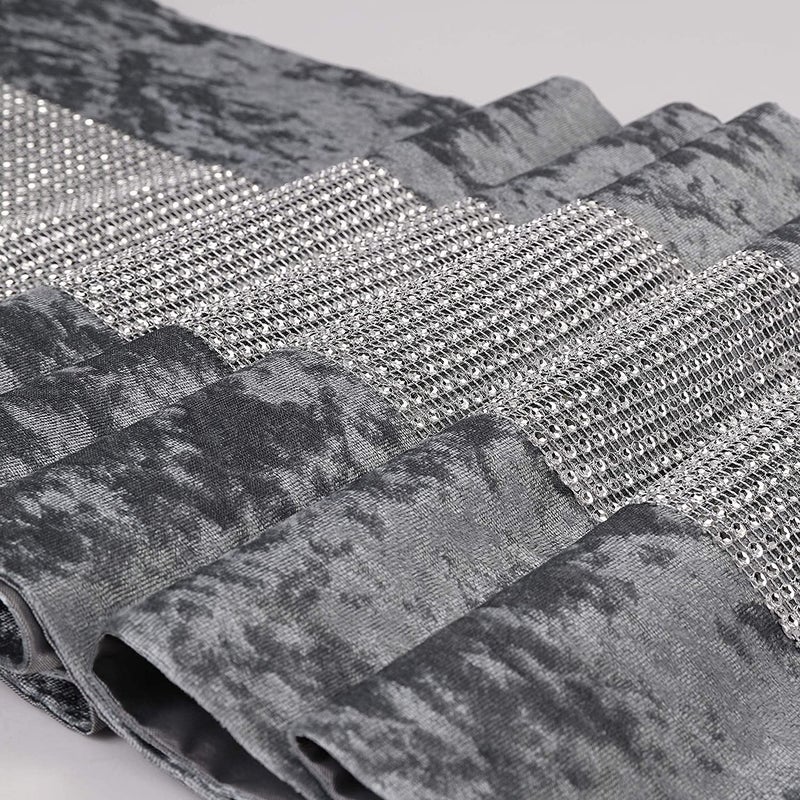 HALOVIE 13 x 108 Inch Glam Table Runner with Diamante Strip  Rectangular Dining Table Dresser Runners for Home Kitchen Party Wedding Festival Christmas Decorations - Image 4