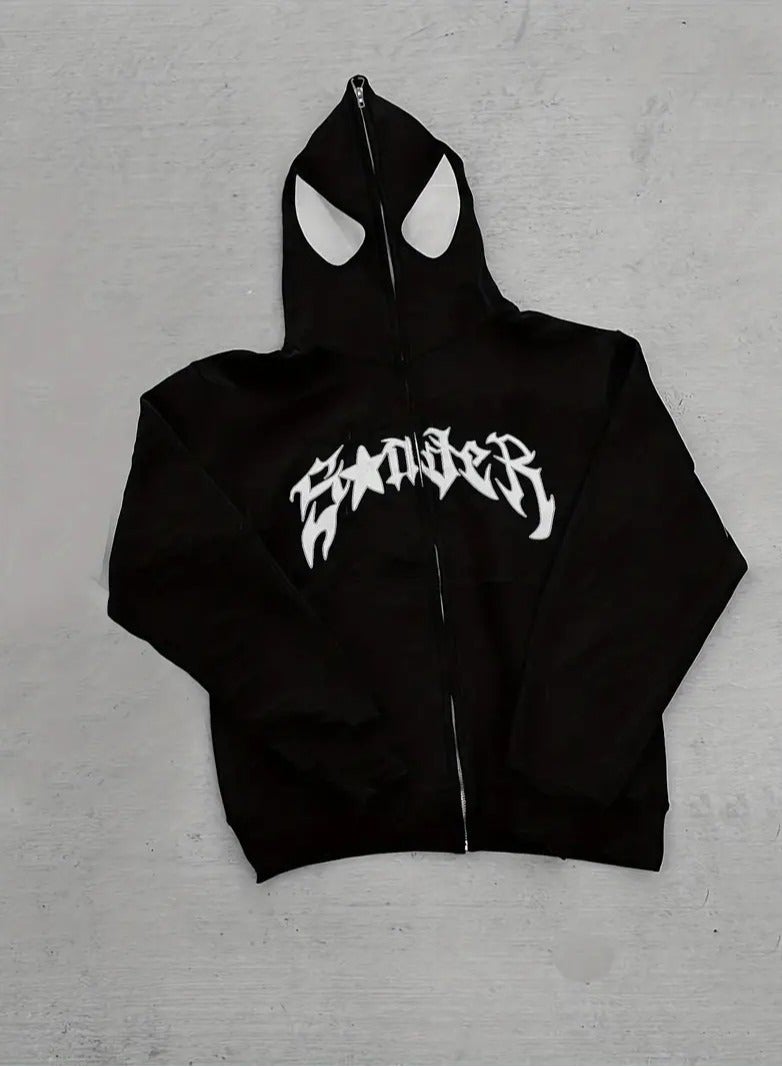NIBEMINENT Spider & Letter Print Zip-up Hoodie, Casual Long Sleeve Hoodie Jacket, Women's Clothing - Image 3