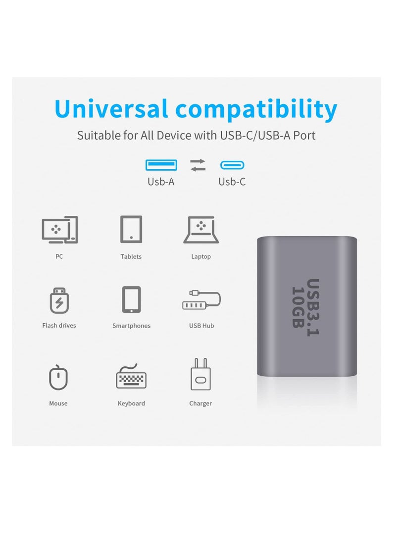Excefore USB A to USB C Adapter 2Pack USB C to USB 3.1 Adapter 10Gbps USB A Female to USB C Female Converter Bi Directional  - Image 3