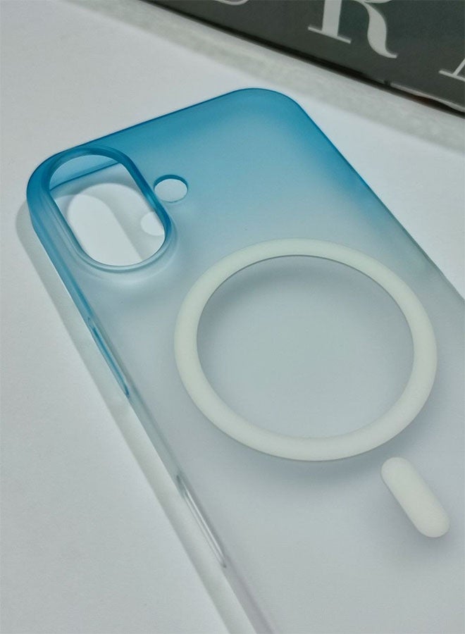MagSafe Case for iPhone 16, Slim Semi-Transparent Case, Shockproof, Scratch and Fingerprint Resistant, Supports Magnetic Wireless Charging - Blue - Image 3