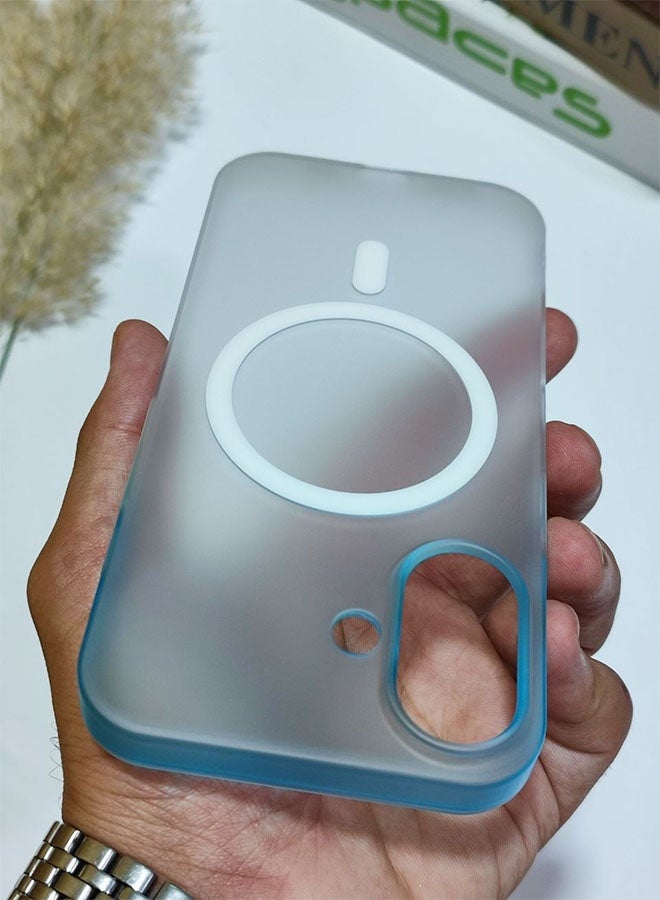 MagSafe Case for iPhone 16, Slim Semi-Transparent Case, Shockproof, Scratch and Fingerprint Resistant, Supports Magnetic Wireless Charging - Blue - Image 2