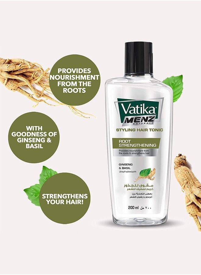 Vatika Naturals - Vatika Naturals Menz Root Strengthening Styling Hair Tonic | Ginseng & Basil | Prevents Hair Loss | For Sleek & Stylish Look- 200 ml - Image 1
