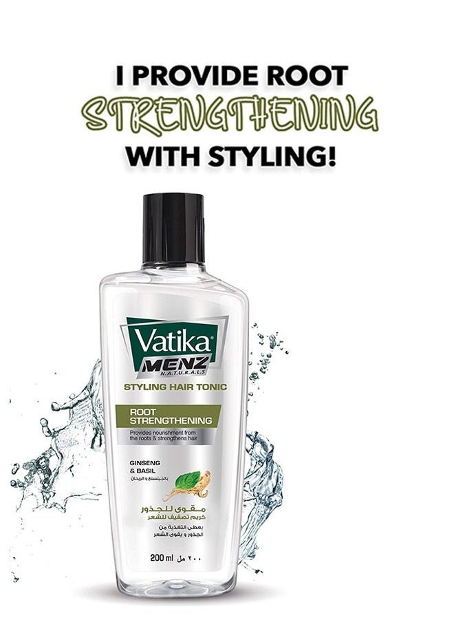 Vatika Naturals - Vatika Naturals Menz Root Strengthening Styling Hair Tonic | Ginseng & Basil | Prevents Hair Loss | For Sleek & Stylish Look- 200 ml - Image 1