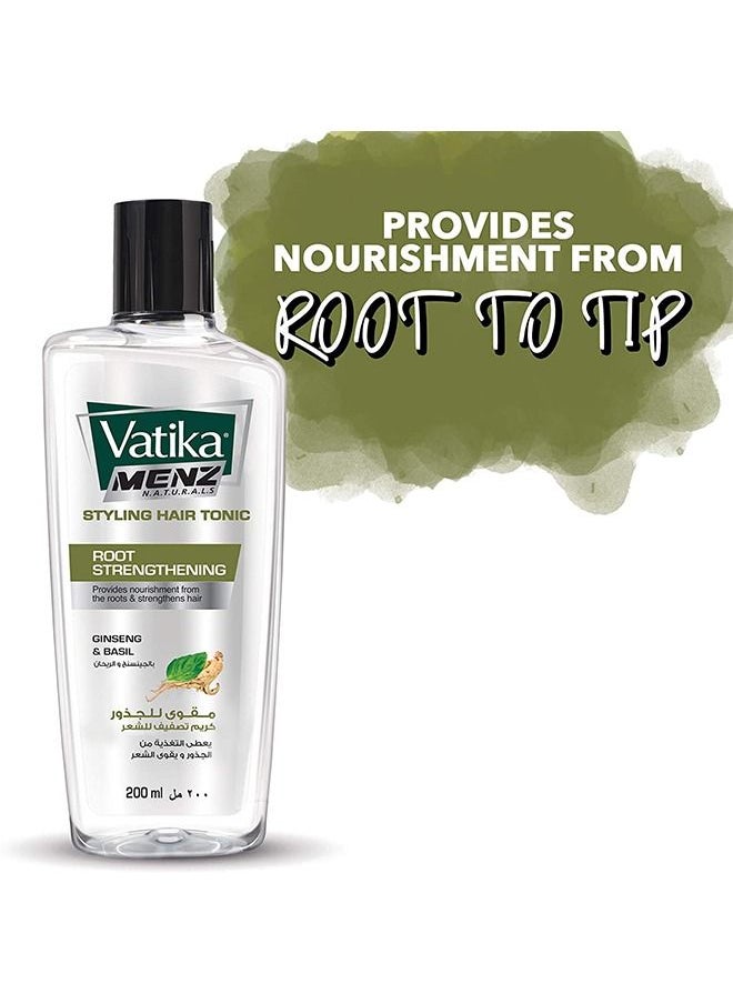 Vatika Naturals - Vatika Naturals Menz Root Strengthening Styling Hair Tonic | Ginseng & Basil | Prevents Hair Loss | For Sleek & Stylish Look- 200 ml - Image 1