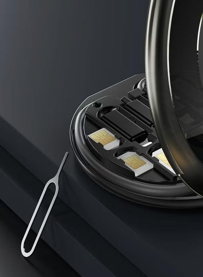 60W Fast Charging Cable Adapter Set with Storage Box, USB C to Micro USB/Lightning/USB A Head Adapter, with SIM Card Slot. Black - 255 - Image 5