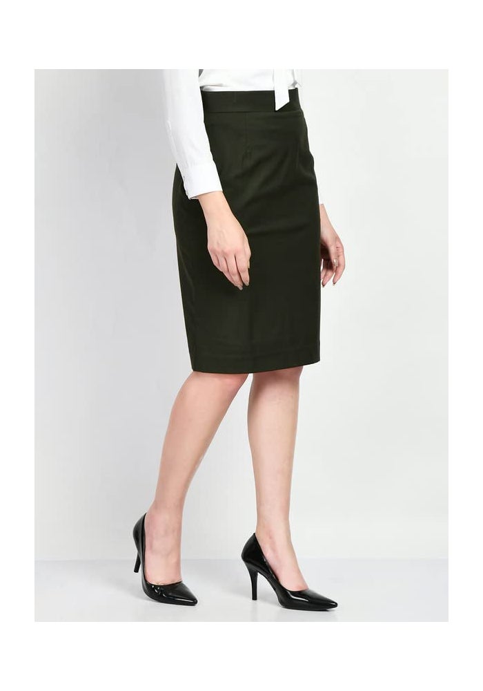 Exude Olive Solid Pencil Skirt for Women - Image 3