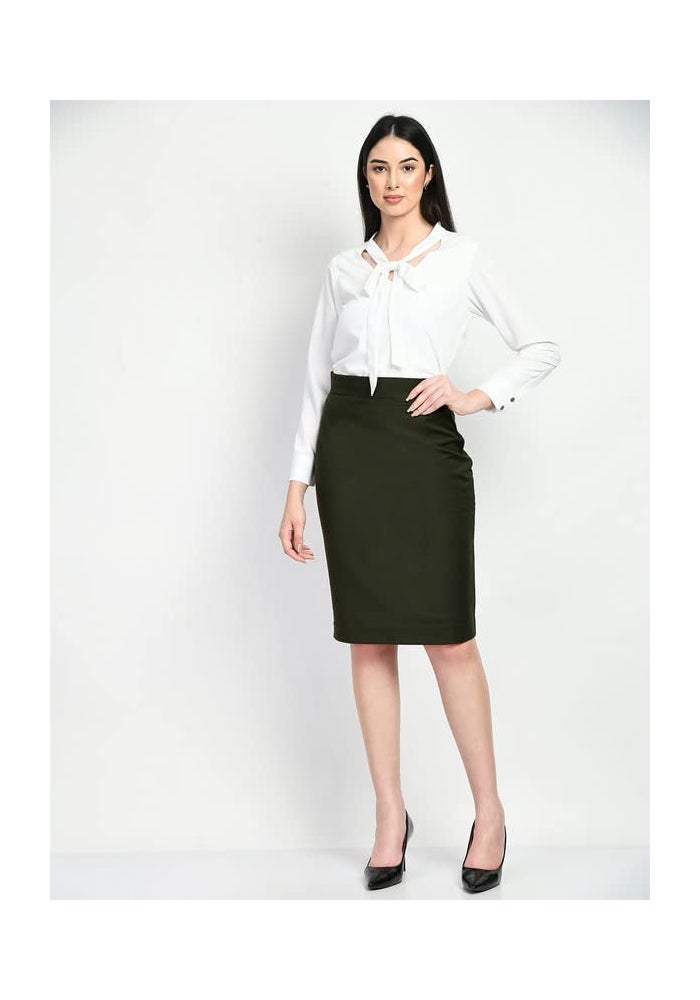 Exude Olive Solid Pencil Skirt for Women - Image 4