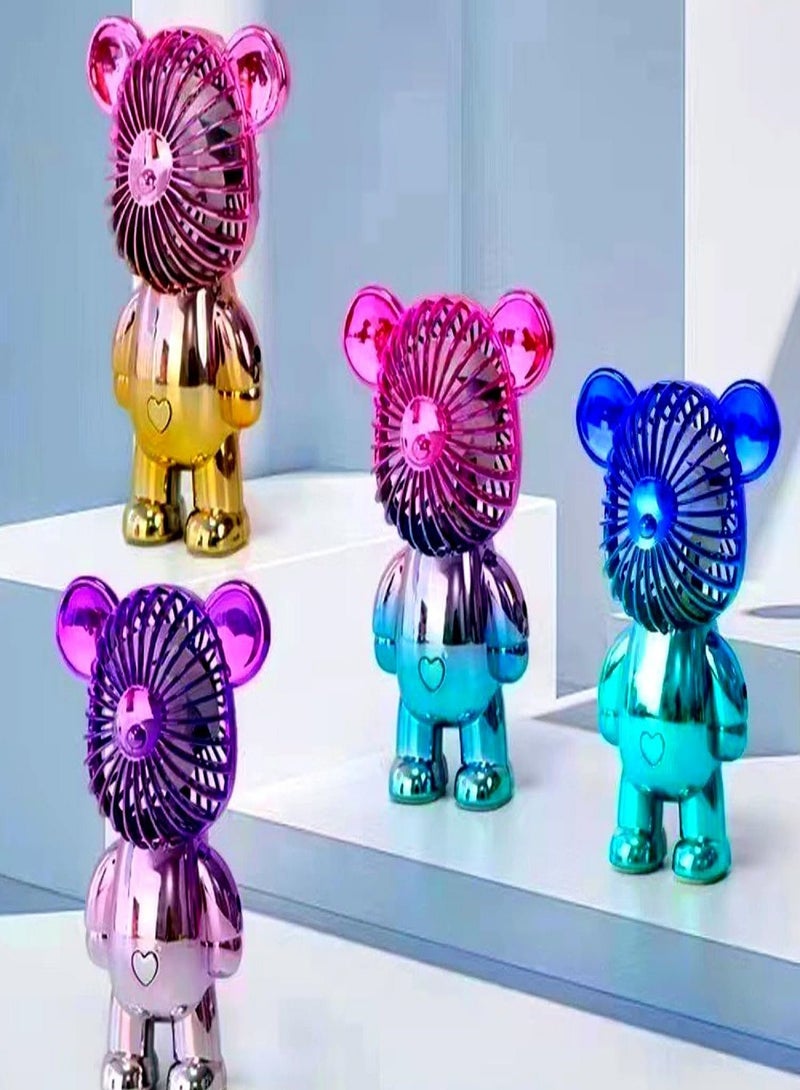 Mini Fan, Portable Personal Fan Battery Powered USB Rechargeable Fan with 3 Speeds Adjustable Cute Bear Design for Outdoor, Office, Travel, Summer, Kids Girls - Image 3