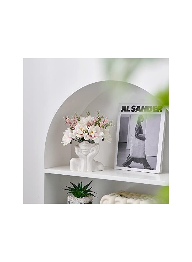 The Bros Ceramic Face Vase, Lady Form Head Half Body Bust Vases, White Ceramic Vase, Modern Nordic Style Flower Vase for Table Shelf Living Room Office Decor-C - Image 2