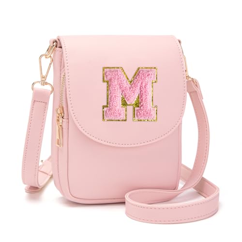 Viverte 6 7 8 9 10 11 12 13 14 Year Old Girl Birthday Gift Ideas Initial Crossbody Purse for Teen Girls Kids Shoulder Bag (Light Pink M) - Image 1