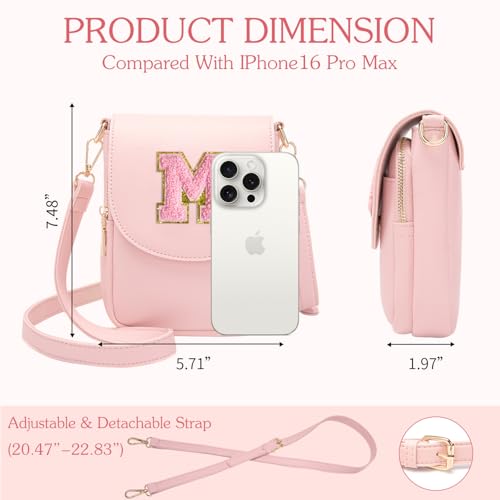 Viverte 6 7 8 9 10 11 12 13 14 Year Old Girl Birthday Gift Ideas Initial Crossbody Purse for Teen Girls Kids Shoulder Bag (Light Pink M) - Image 4