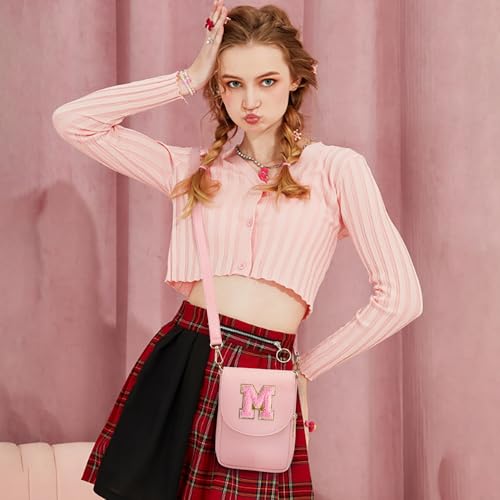 Viverte 6 7 8 9 10 11 12 13 14 Year Old Girl Birthday Gift Ideas Initial Crossbody Purse for Teen Girls Kids Shoulder Bag (Light Pink M) - Image 2
