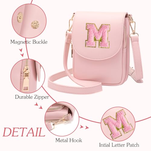 Viverte 6 7 8 9 10 11 12 13 14 Year Old Girl Birthday Gift Ideas Initial Crossbody Purse for Teen Girls Kids Shoulder Bag (Light Pink M) - Image 5