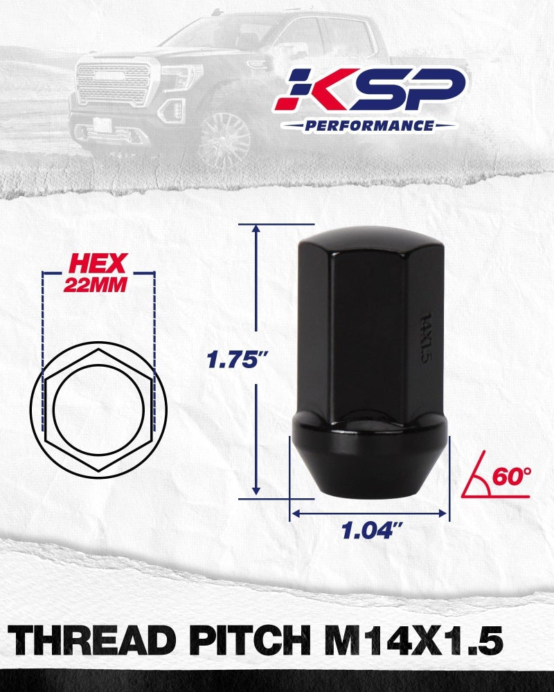 KSP PERFORMANCE KSP 14X1.5 Black Lug Nuts Set for Silverado Sierra 6 Lug Stock Aluminum Rim, 24pcs Chrome OE Style Wheel LugNuts Compatible with Chevy GMC Ram Ford 14mmx1.5 Aftermarket&Factory Wheel, Rust Prevention - Image 2