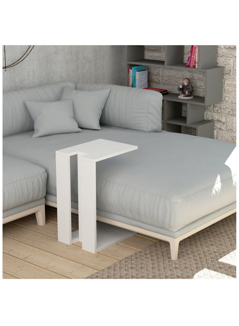 Mourah Home Muju C Side Table | Multifunctional Living Room Space Saving Side Table | 57x40x30cm | Coffee Table | Side End Table | Modern Design Furniture (White) - Image 1