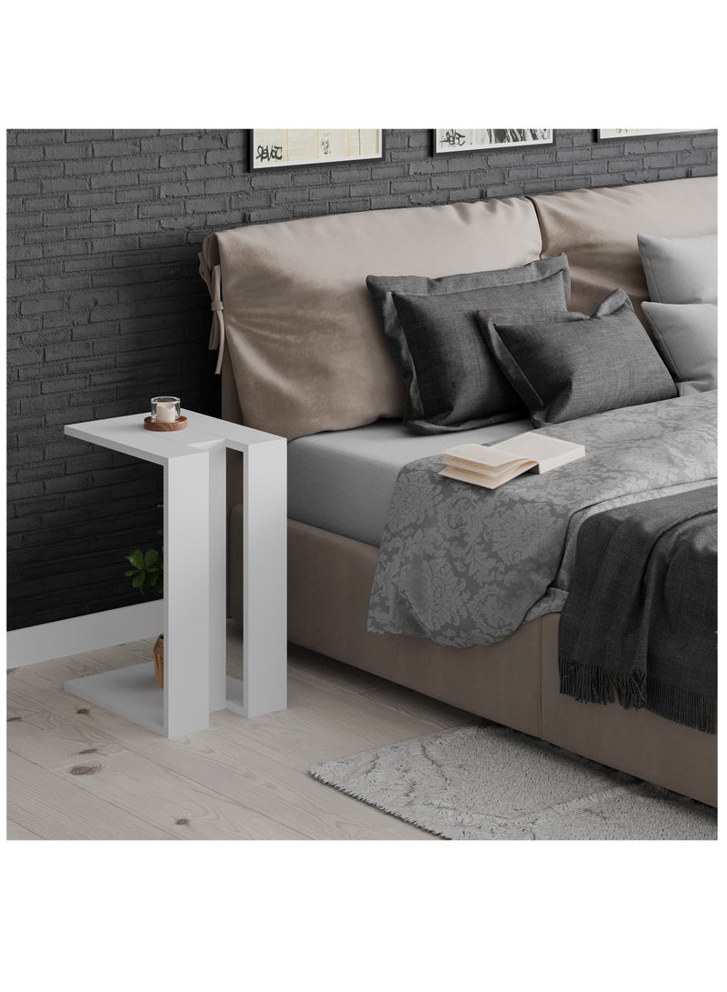 Mourah Home Muju C Side Table | Multifunctional Living Room Space Saving Side Table | 57x40x30cm | Coffee Table | Side End Table | Modern Design Furniture (White) - Image 2