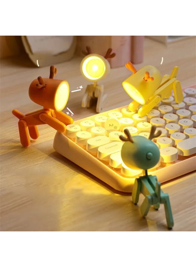 Kimaya Cute Animal Shape Night Light Adorable Mini Led Table Desk Lamp Decorative Nightstand Animal Keyboard Lamps with Smart Gadget Mobile Holder Stand with Movable Legs (Yellow Dog) - Image 2