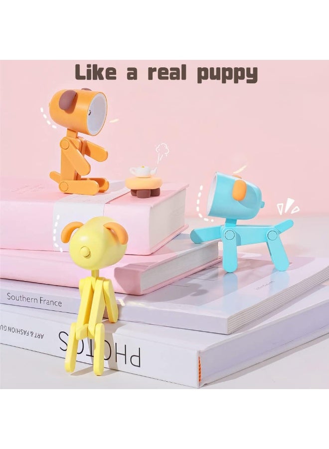 Kimaya Cute Animal Shape Night Light Adorable Mini Led Table Desk Lamp Decorative Nightstand Animal Keyboard Lamps with Smart Gadget Mobile Holder Stand with Movable Legs (Yellow Dog) - Image 4