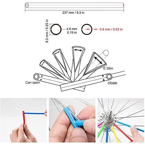 OXLLONE 72Pcs Spoke Skins Universal Spoke Covers Bicycle Motocross Wheels Covers Replacement for 8 to21 Inchs Rim Wraps Decoration Dirt Bike Wheelchair Motorcycle BMX MTB Light blue/Sky Blue - Image 5