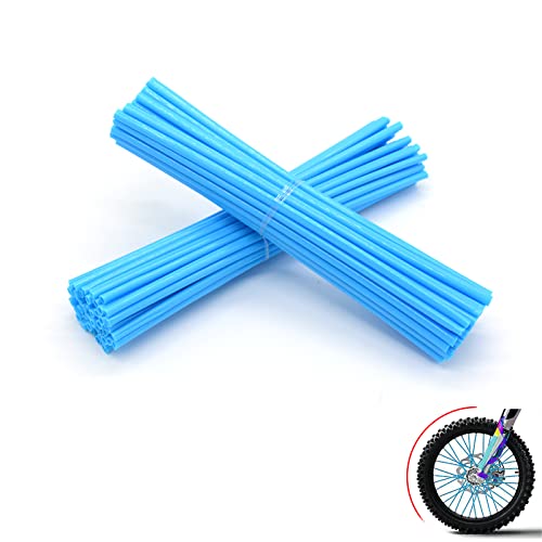 OXLLONE 72Pcs Spoke Skins Universal Spoke Covers Bicycle Motocross Wheels Covers Replacement for 8 to21 Inchs Rim Wraps Decoration Dirt Bike Wheelchair Motorcycle BMX MTB Light blue/Sky Blue - Image 1