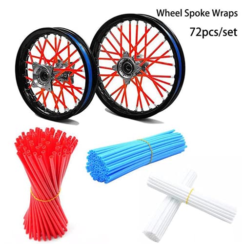 OXLLONE 72Pcs Spoke Skins Universal Spoke Covers Bicycle Motocross Wheels Covers Replacement for 8 to21 Inchs Rim Wraps Decoration Dirt Bike Wheelchair Motorcycle BMX MTB Light blue/Sky Blue - Image 4