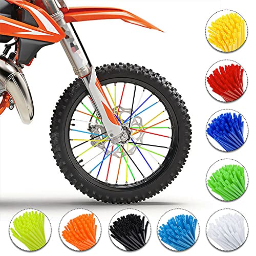 OXLLONE 72Pcs Spoke Skins Universal Spoke Covers Bicycle Motocross Wheels Covers Replacement for 8 to21 Inchs Rim Wraps Decoration Dirt Bike Wheelchair Motorcycle BMX MTB Light blue/Sky Blue - Image 2