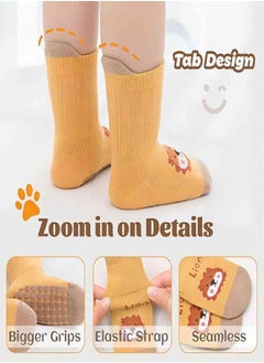 iMissiu 6 Pairs Toddler Socks, Non Slip Grip Socks, Anti Slipper Baby Socks For 0-12 Month Infant Girls Boys  - Image 3