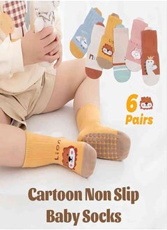 iMissiu 6 Pairs Toddler Socks, Non Slip Grip Socks, Anti Slipper Baby Socks For 0-12 Month Infant Girls Boys  - Image 4
