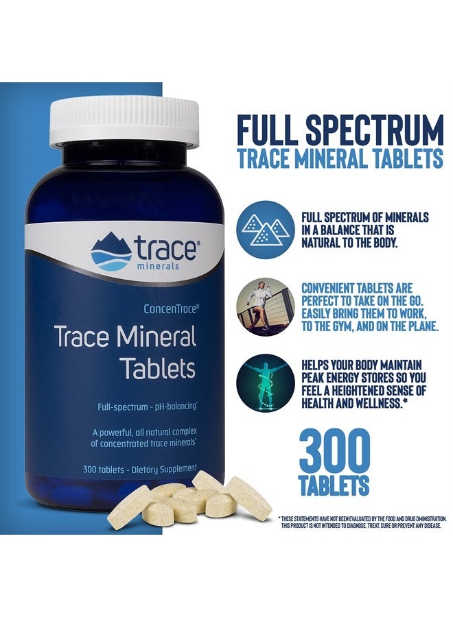 Trace Minerals ConcenTrace Tablets | Full Spectrum Ionic Minerals Dietary Supplement | Magnesium, Chloride, Potassium | Low Sodium Energy, Electrolytes, Hydration | 300 Tablets - Image 2