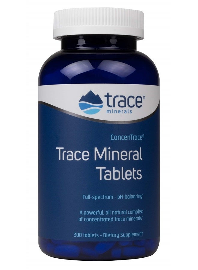 Trace Minerals ConcenTrace Tablets | Full Spectrum Ionic Minerals Dietary Supplement | Magnesium, Chloride, Potassium | Low Sodium Energy, Electrolytes, Hydration | 300 Tablets - Image 1
