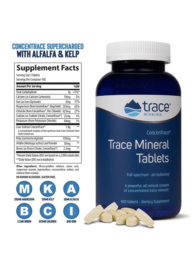 Trace Minerals ConcenTrace Tablets | Full Spectrum Ionic Minerals Dietary Supplement | Magnesium, Chloride, Potassium | Low Sodium Energy, Electrolytes, Hydration | 300 Tablets - Image 3