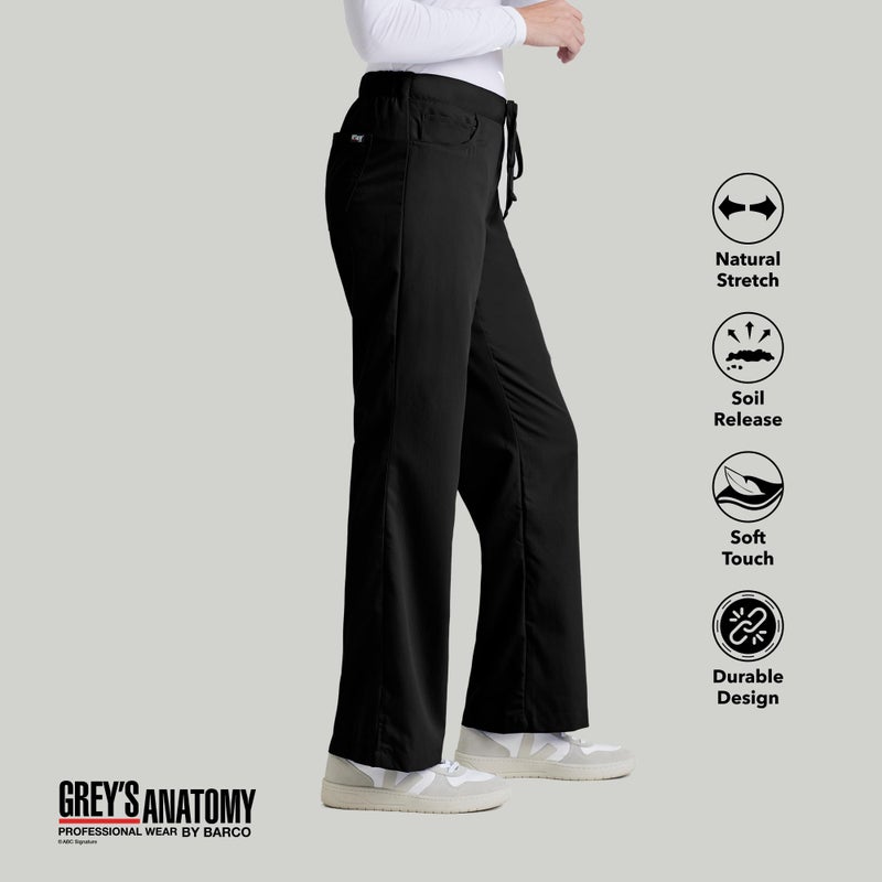 Barco Grey's Anatomy Women's Junior Fit Elastic Back 5 Pocket Drawstring Scrub Pant, Black, 2X-Large - Image 3