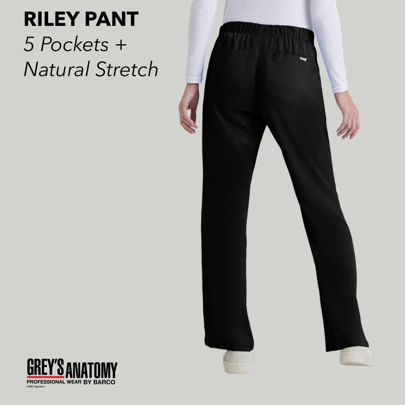 Barco Grey's Anatomy Women's Junior Fit Elastic Back 5 Pocket Drawstring Scrub Pant, Black, 2X-Large - Image 2