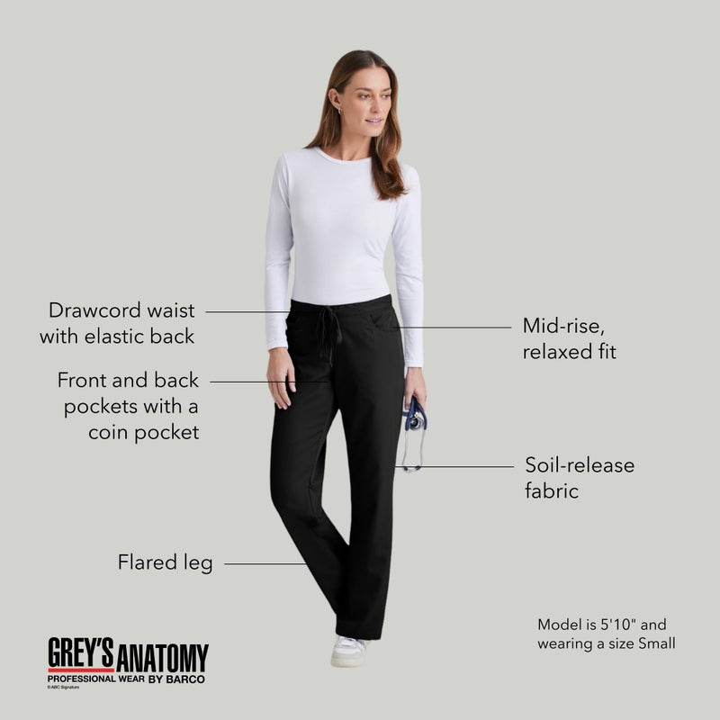 Barco Grey's Anatomy Women's Junior Fit Elastic Back 5 Pocket Drawstring Scrub Pant, Black, 2X-Large - Image 4