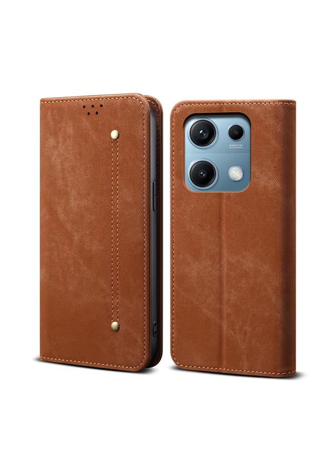 اس-توب جراب لهاتف Redmi Note 14S 4G بتصميم كاجوال من الجلد بتصميم أفقي قابل للطي - Image 1