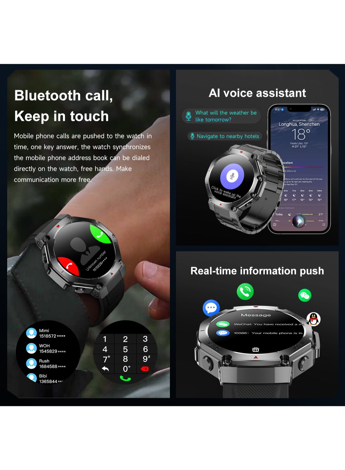 Rollstimi Tr3Max Smart Watch - Silver Brown