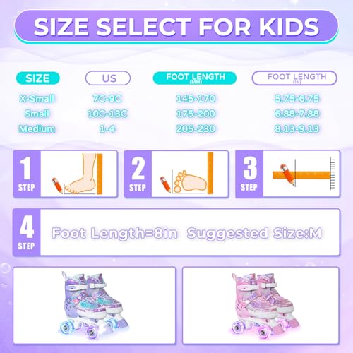 MammyGol Adjustable Kids Roller Skates for Girls or Boys, Underwater Landscapes Quad Skates with All Light Up Wheels for Indoor Outdoor Sports - Image 4
