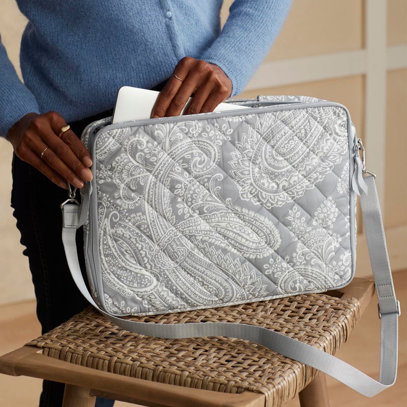 Vera Bradley Performance Twill Laptop Crossbody Workstation, Cloud Gray Paisley - Image 5