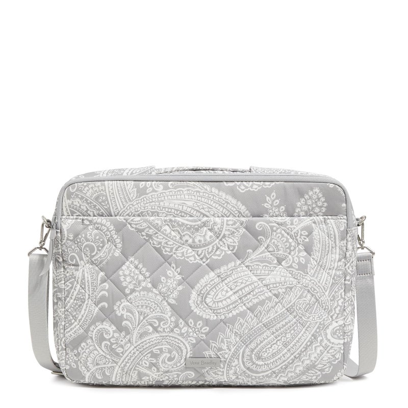 Vera Bradley Performance Twill Laptop Crossbody Workstation, Cloud Gray Paisley - Image 1