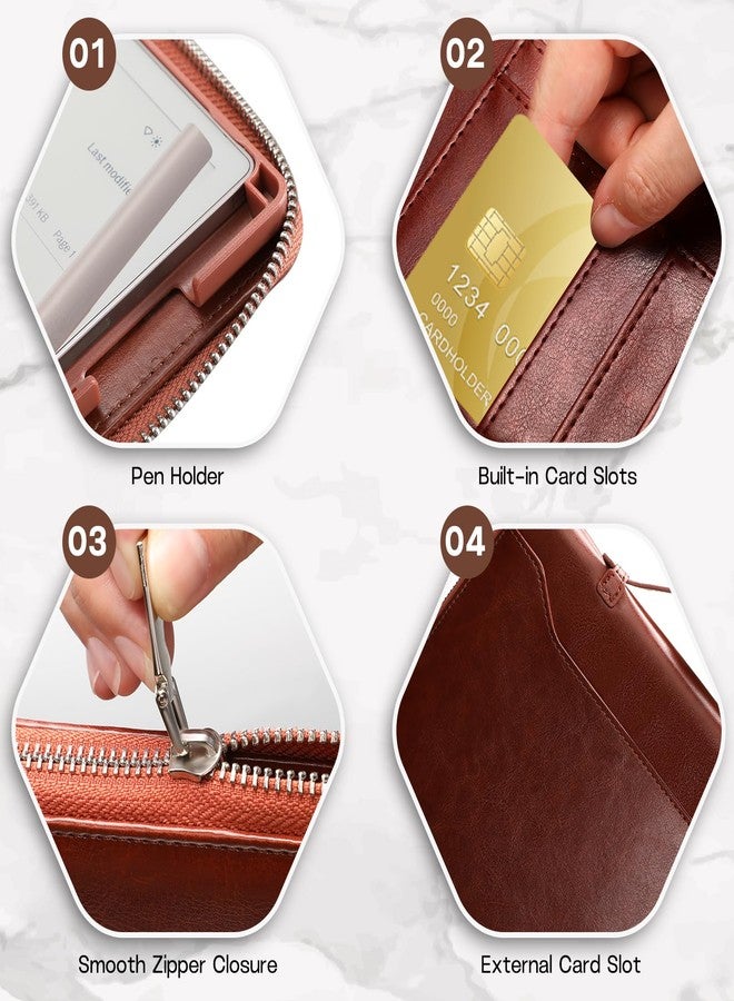 E NET-CASE Case for Remarkable 2 Tablet 10.3 inch (2020 Released) - Business Handheld Design Upgraded PU Leather Cover for Remarkable 2 Digital Paper with Zipper & Pen Holder (Brown) - Image 3