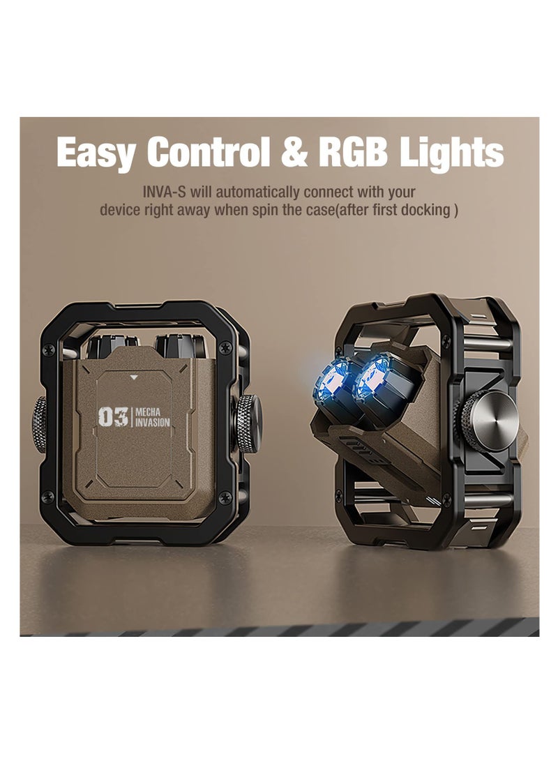Wireless Bluetooth 5.3 Gaming Earbuds, 3D Stereo Clear Call Noise Canceling in-Ear Headphones, 65ms Low-Latency TWS Headphone Compatible Fit for iPhone Android, with Fidget Spinner, RGB Lights