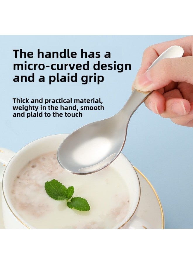 304 Stainless Steel Children's Fork Spoon Spoon Meal Feeding Complementary Food Baby Baby Short Handle Flat Bottom Gift Set-Specifications:304 Children Spoon - Image 3
