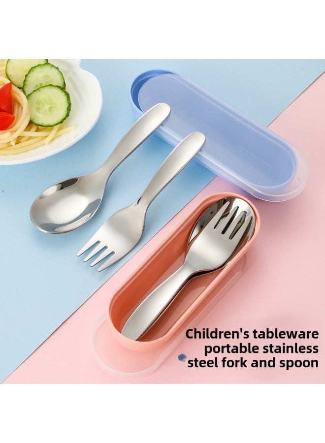 304 Stainless Steel Children's Fork Spoon Spoon Meal Feeding Complementary Food Baby Baby Short Handle Flat Bottom Gift Set-Specifications:304 Children Spoon - Image 2