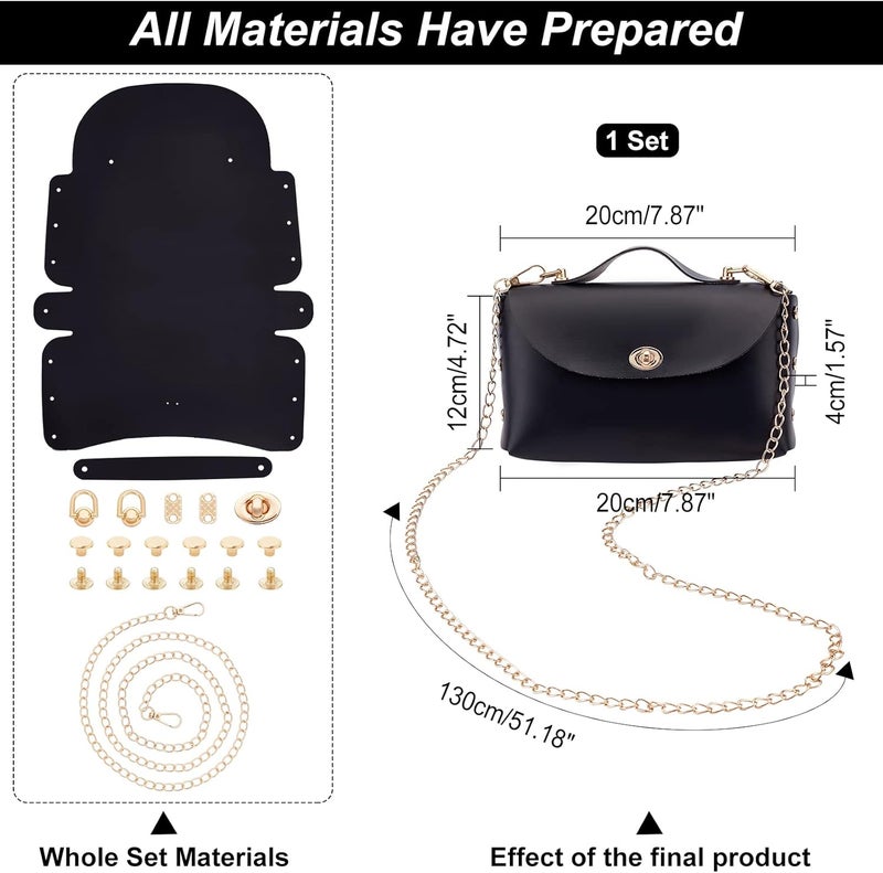 comfrt 23pcs DIY Leather Bag Making Set, Shoulder Bag Making Materials for Beginner Handmade Craft Purse Making Kit Including Bag Chains Bottom Rivets Locks Handbag Making Accessories, 7.8×4.7 Inch - Image 3