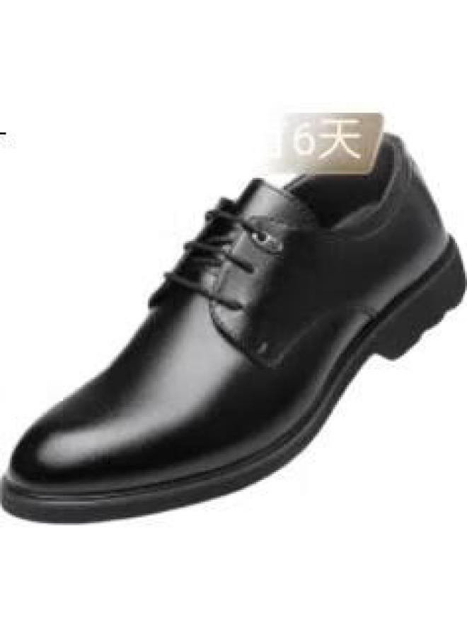 Egchi Men's Business Casual Leather Shoes British Style Wear-resistant Comfortable Commuting Shoes Men 1618-g Black 37 - Image 1