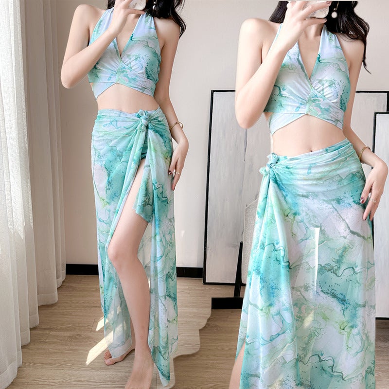 [Glass Island] Split Three-Piece Swimsuit Women'S Bikini Bikini Seaside Belly Covering Swimsuit - Image 2