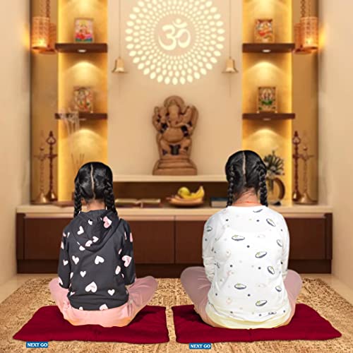 NEXTGO Floor Mat Puja Aasan 2Feet x 2Feet | Velvet Makhmal Fabric Microfiber Filling Floor Aasan for Dinner, Puja, Meditation, Garden, Yoga Mat for Home Office Ghar | Pack of 5 Indian Maroon - Image 2