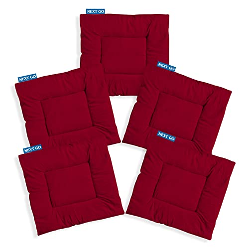 NEXTGO Floor Mat Puja Aasan 2Feet x 2Feet | Velvet Makhmal Fabric Microfiber Filling Floor Aasan for Dinner, Puja, Meditation, Garden, Yoga Mat for Home Office Ghar | Pack of 5 Indian Maroon - Image 1